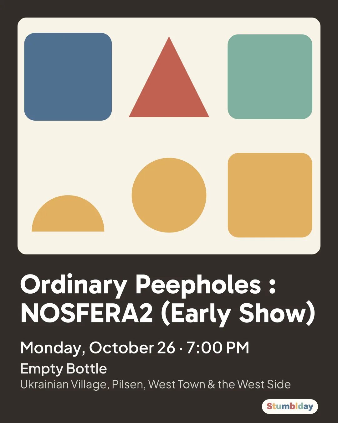 Flyer for Ordinary Peepholes : NOSFERA2 (Early Show): Monday, October 26 · 7:00 PM at Empty Bottle