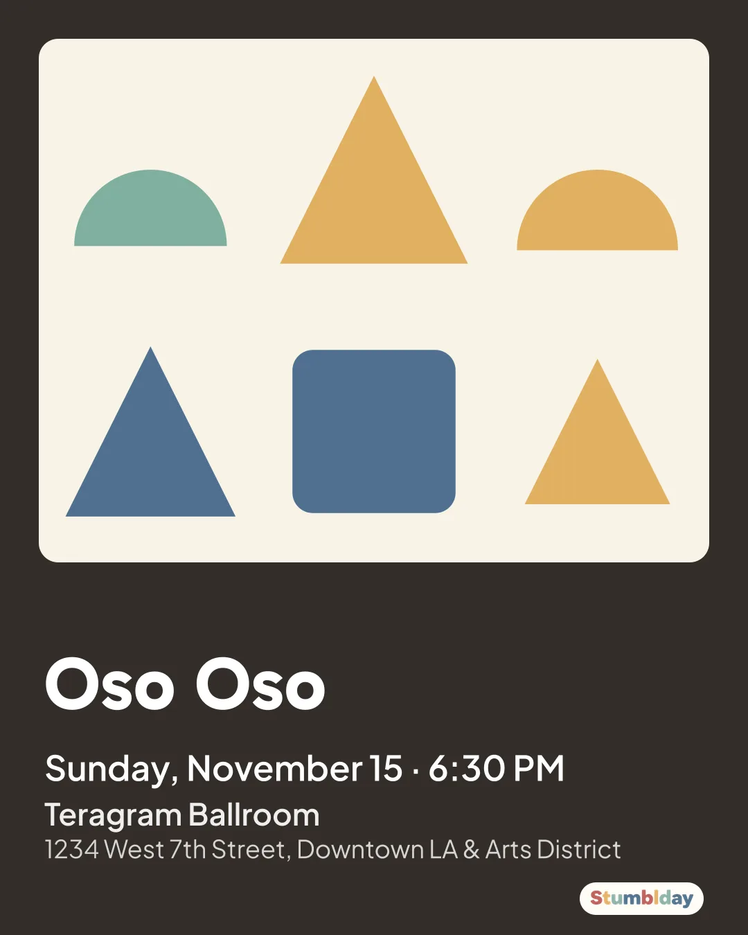Flyer for Oso Oso: Sunday, November 15 · 6:30 PM at Teragram Ballroom