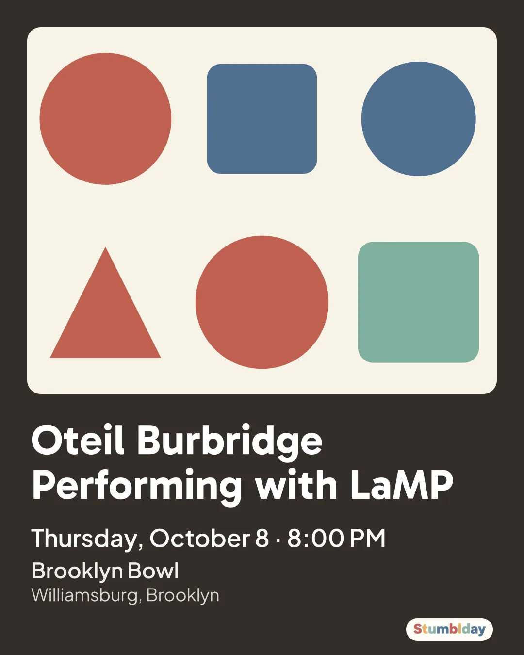 Flyer for Oteil Burbridge Performing with LaMP: Thursday, October 8 · 8:00 PM at Brooklyn Bowl