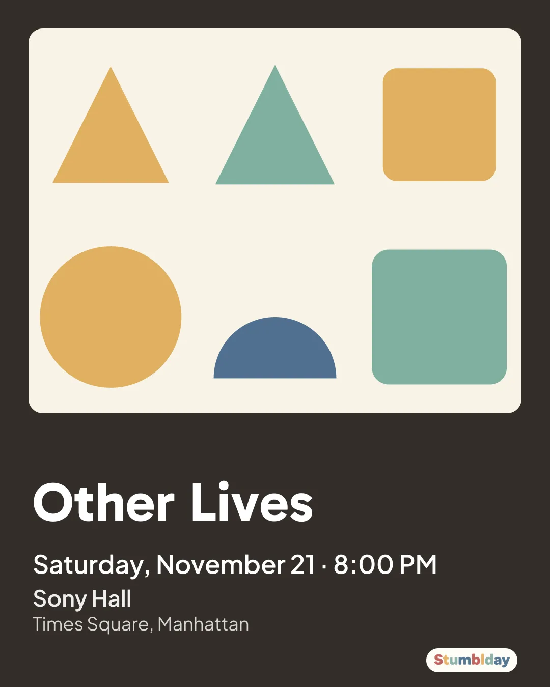 Flyer for Other Lives: Saturday, November 21 · 8:00 PM at Sony Hall
