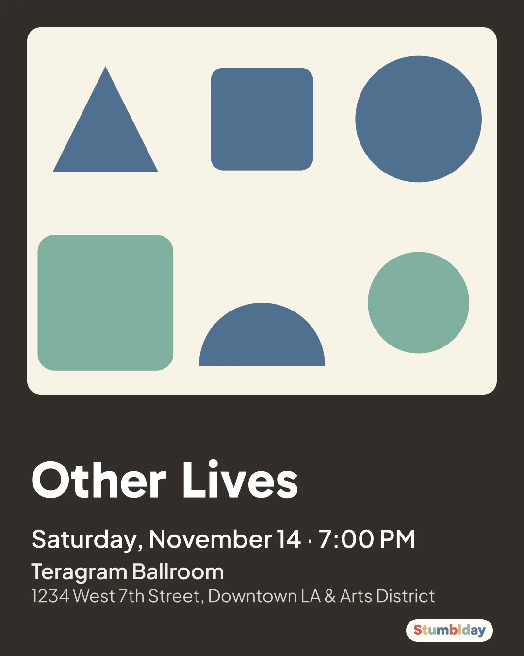 Flyer for Other Lives: Saturday, November 14 · 7:00 PM at Teragram Ballroom