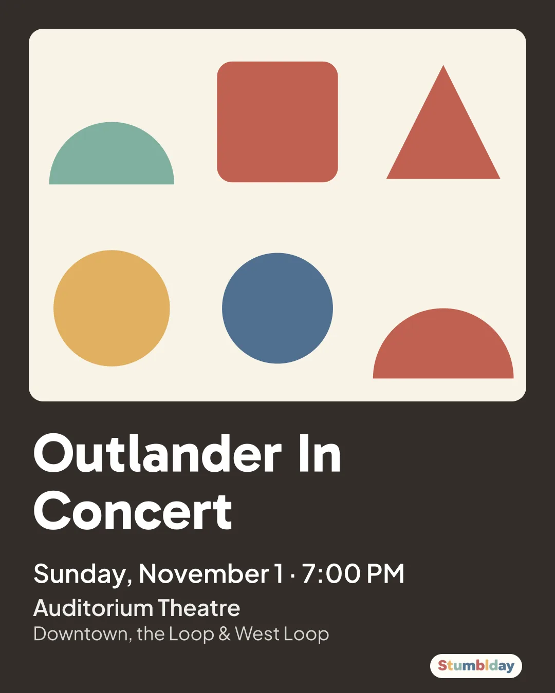Flyer for Outlander In Concert: Sunday, November 1 · 7:00 PM at Auditorium Theatre