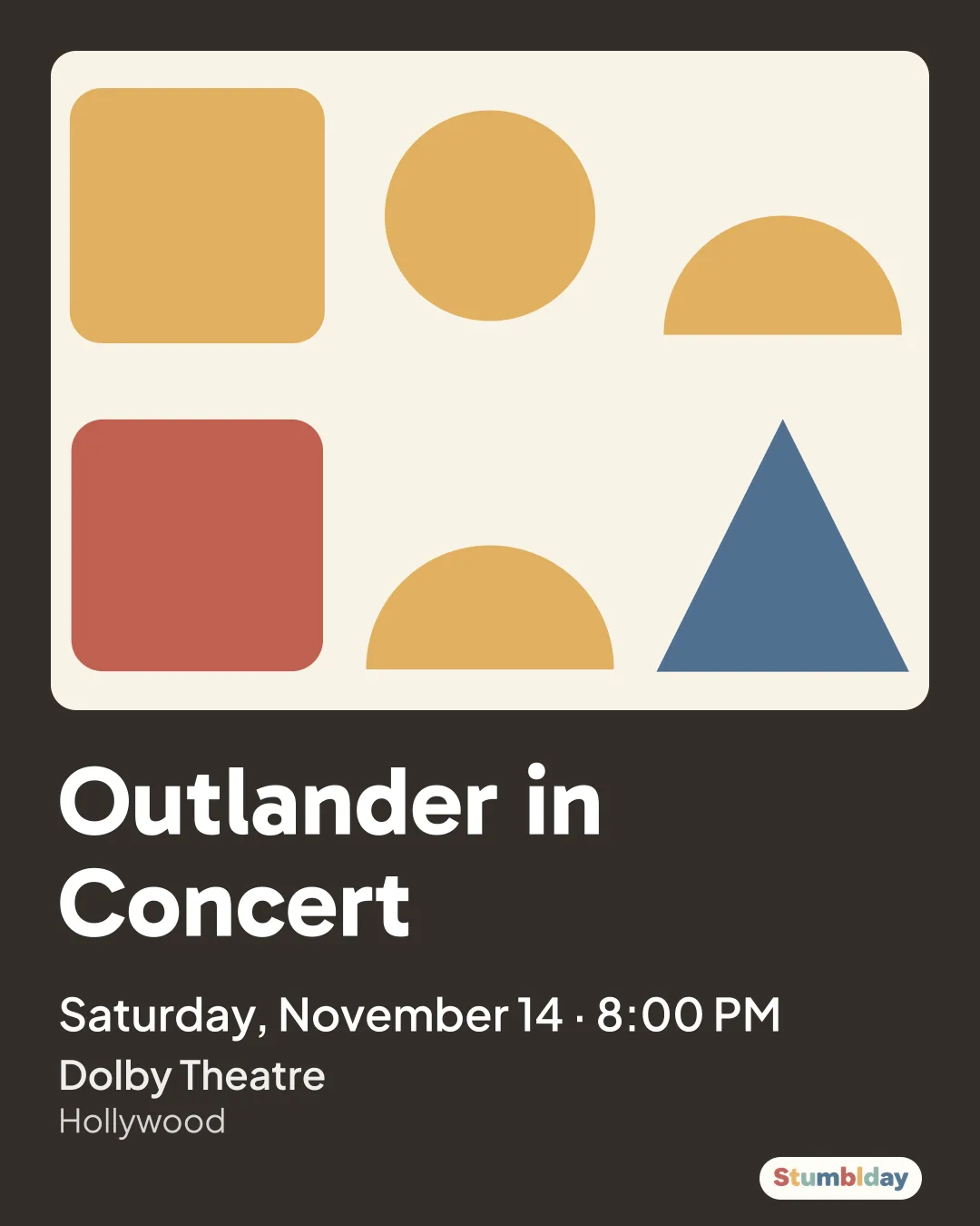 Flyer for Outlander in Concert: Saturday, November 14 · 8:00 PM at Dolby Theatre