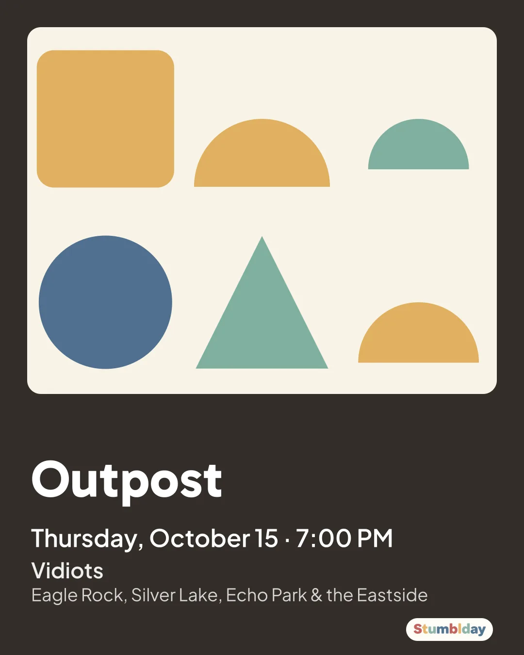Flyer for Outpost: Thursday, October 15 · 7:00 PM at Vidiots