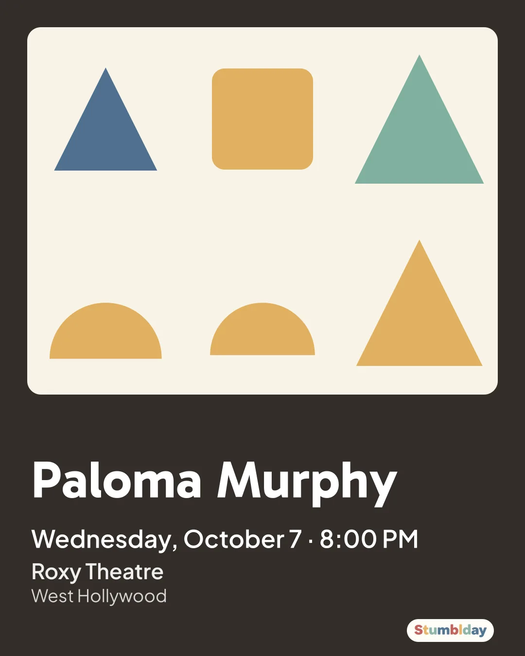 Flyer for Paloma Murphy: Wednesday, October 7 · 8:00 PM at Roxy Theatre