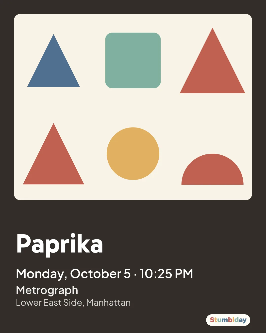Flyer for Paprika: Monday, October 5 · 10:25 PM at Metrograph