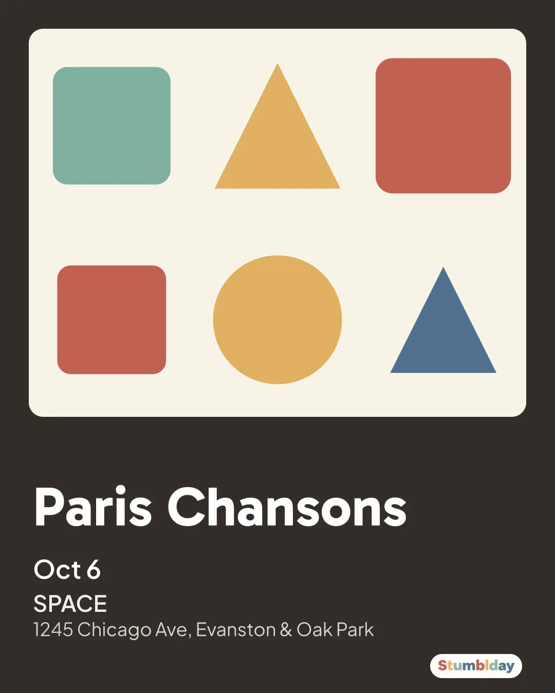 Flyer for Paris Chansons: Oct 6 at SPACE