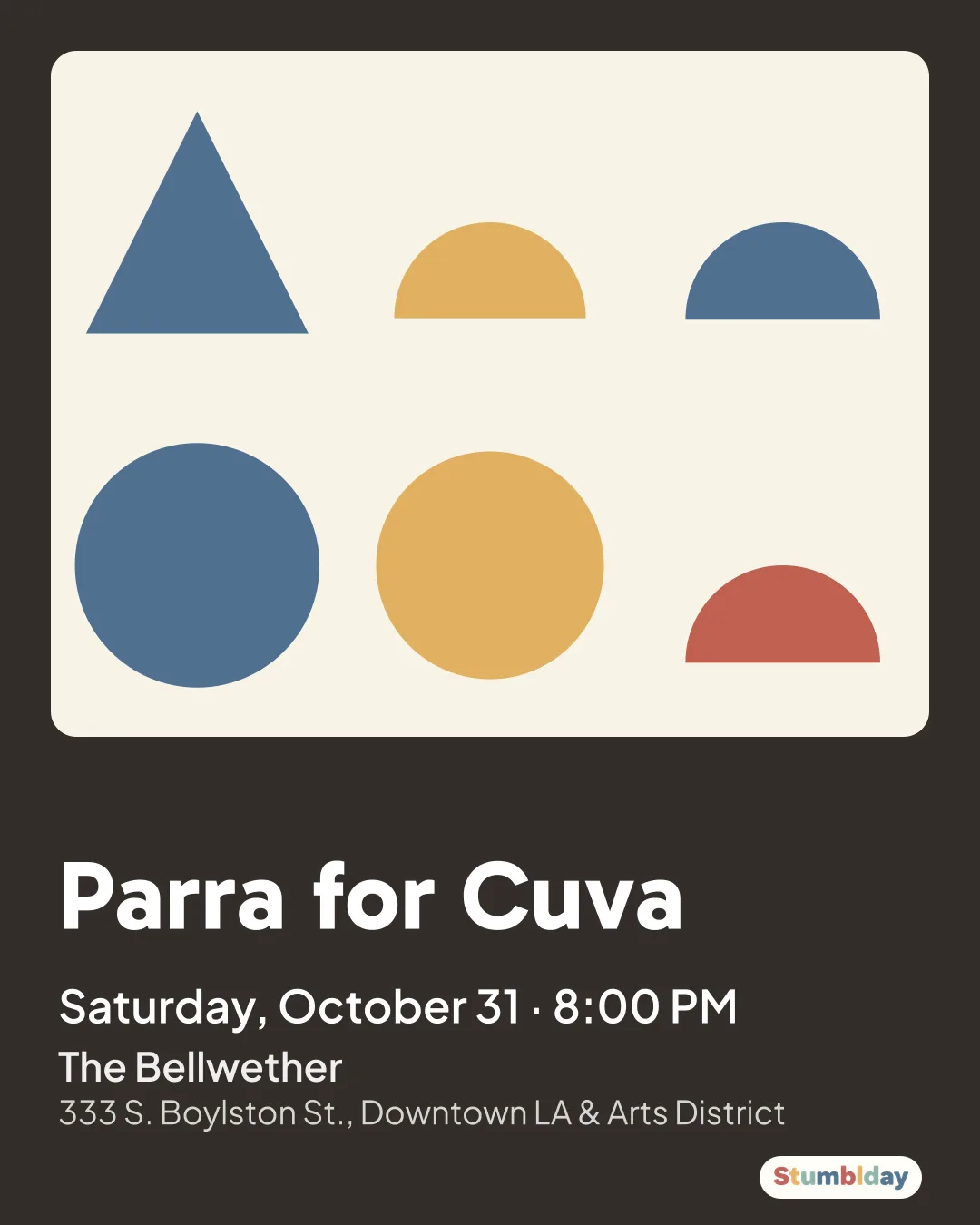 Flyer for Parra for Cuva: Saturday, October 31 · 8:00 PM at The Bellwether