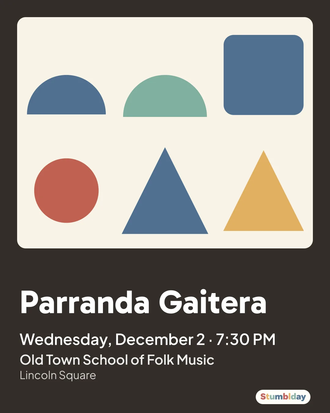 Flyer for Parranda Gaitera: Wednesday, December 2 · 7:30 PM at Old Town School of Folk Music