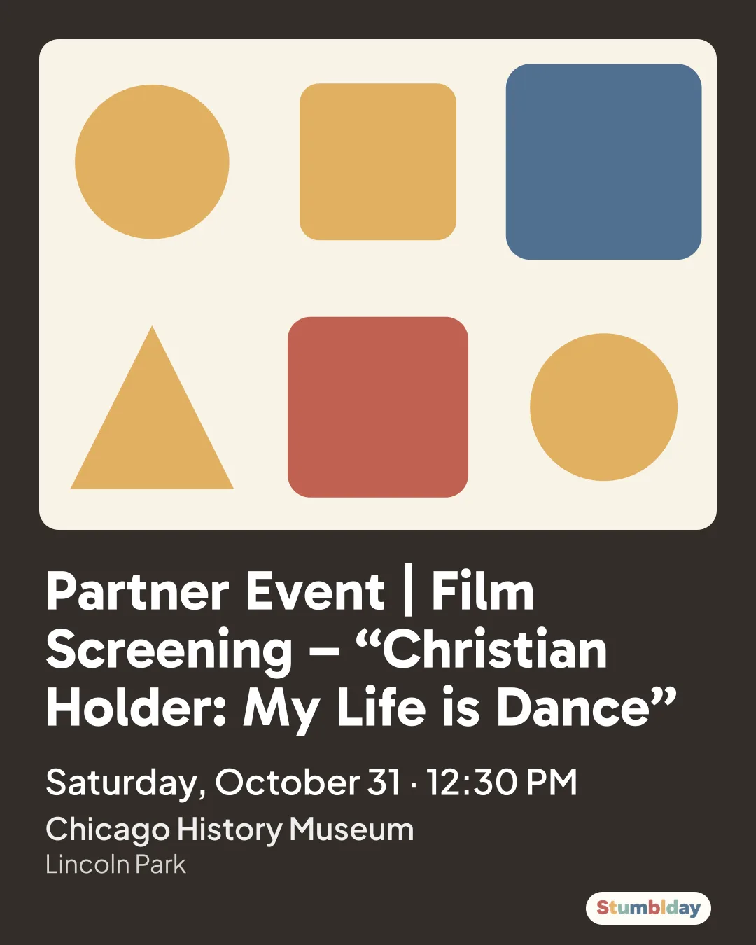 Flyer for Partner Event | Film Screening – “Christian Holder: My Life is Dance”: Saturday, October 31 · 12:30 PM at Chicago History Museum