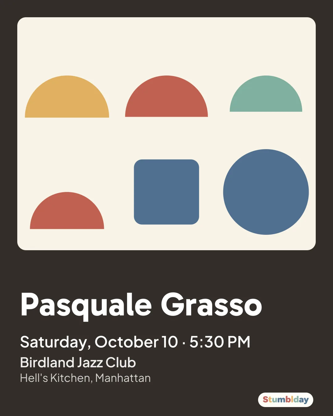 Flyer for Pasquale Grasso: Saturday, October 10 · 5:30 PM at Birdland Jazz Club