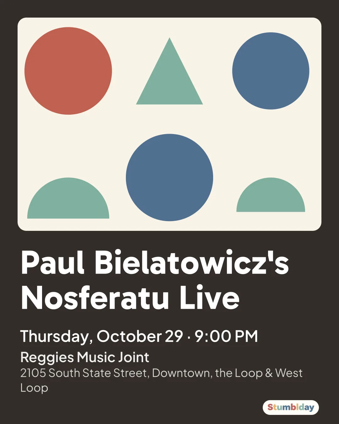 Flyer for Paul Bielatowicz's Nosferatu Live: Thursday, October 29 · 9:00 PM at Reggies Music Joint