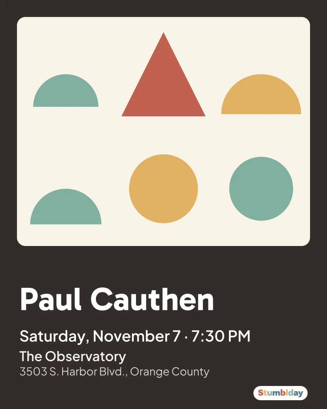 Flyer for Paul Cauthen: Saturday, November 7 · 7:30 PM at The Observatory