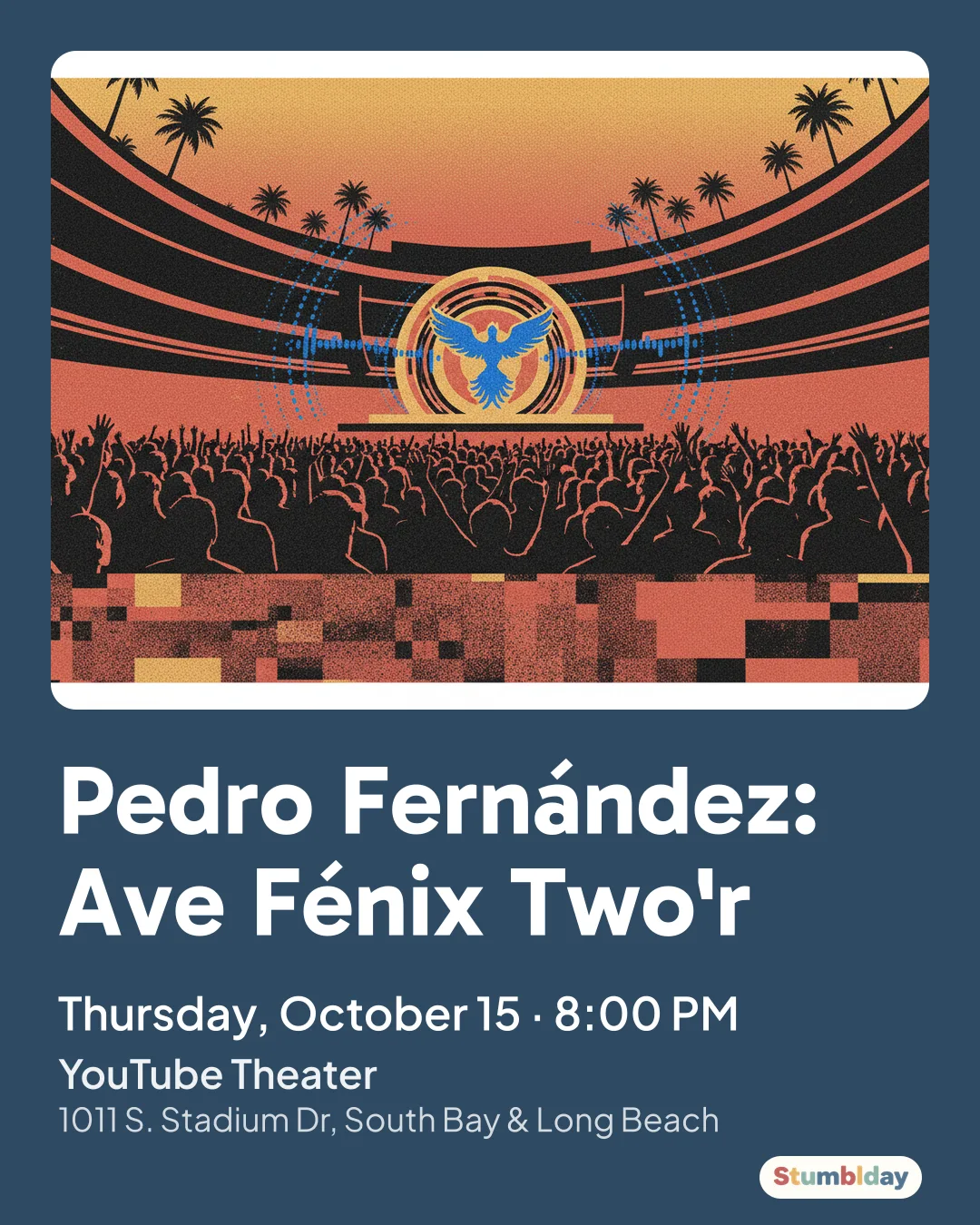 Flyer for Pedro Fernández: Ave Fénix Two'r: Thursday, October 15 · 8:00 PM at YouTube Theater