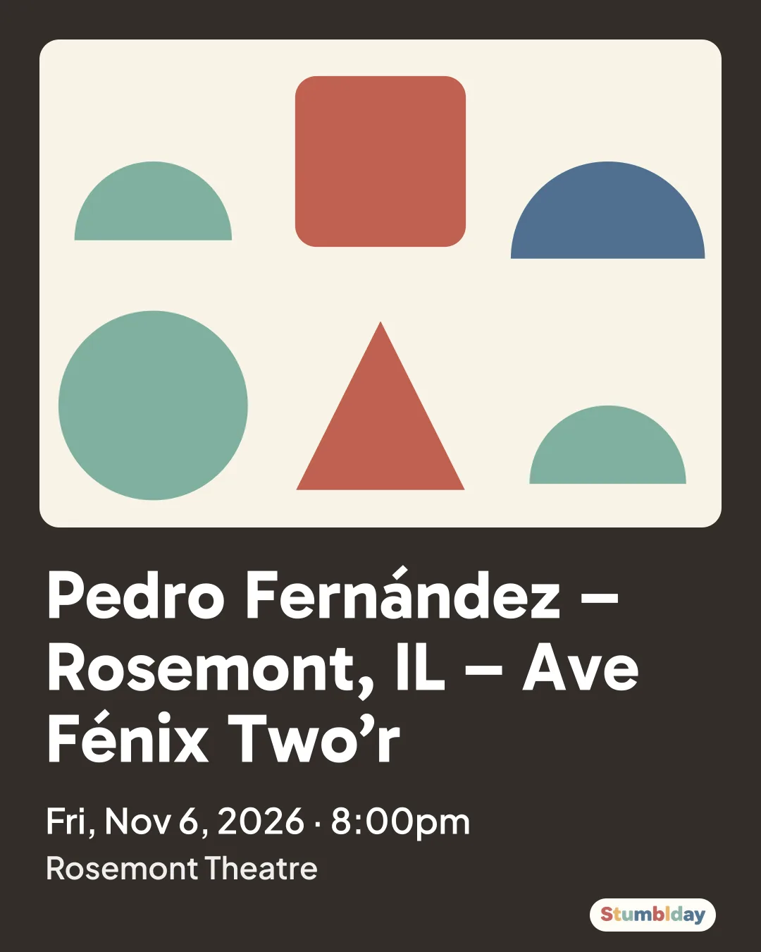 Flyer for Pedro Fernández – Rosemont, IL – Ave Fénix Two’r: Fri, Nov 6, 2026 · 8:00pm at Rosemont Theatre