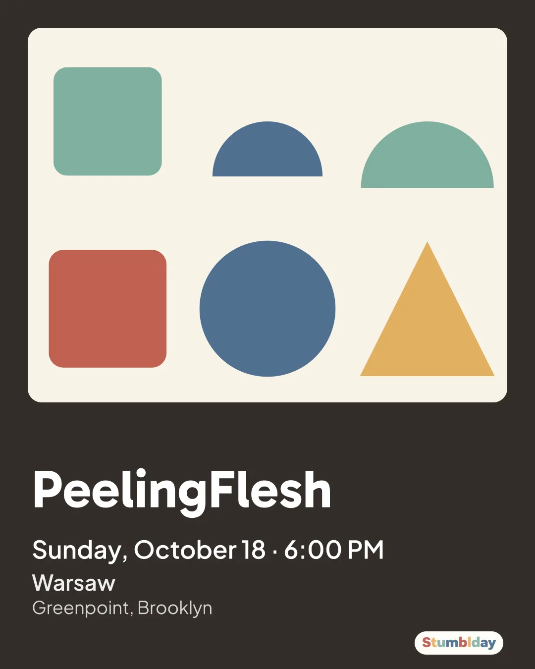 Flyer for PeelingFlesh: Sunday, October 18 · 6:00 PM at Warsaw