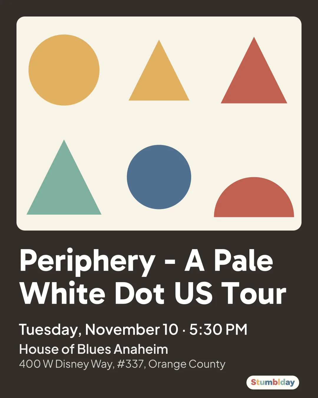 Flyer for Periphery - A Pale White Dot US Tour: Tuesday, November 10 · 5:30 PM at House of Blues Anaheim