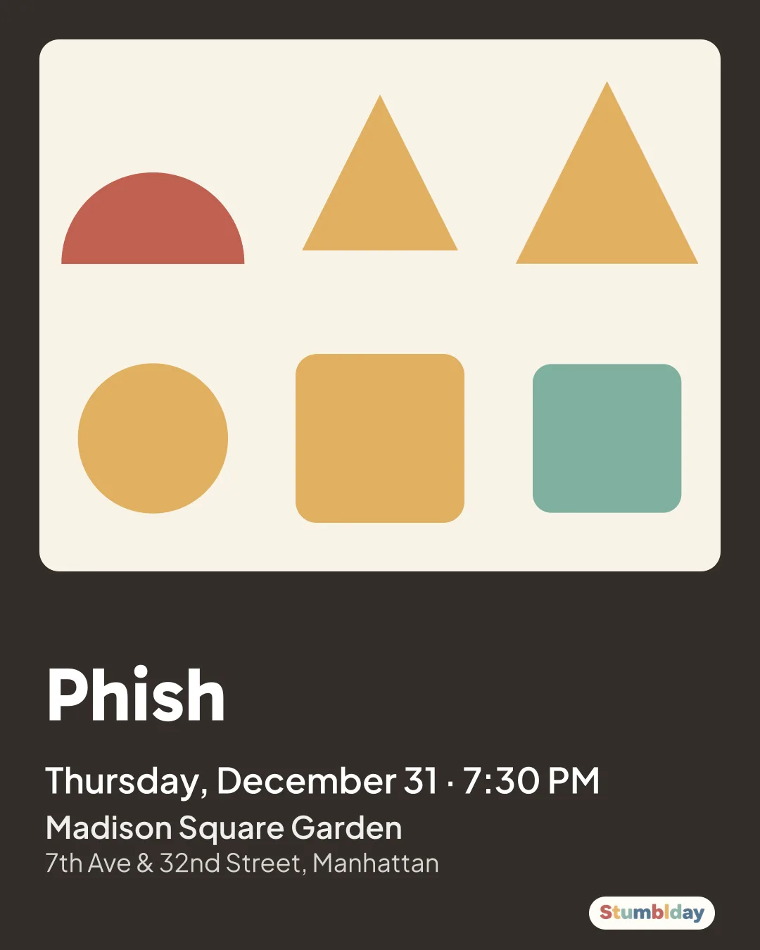 Flyer for Phish: Thursday, December 31 · 7:30 PM at Madison Square Garden
