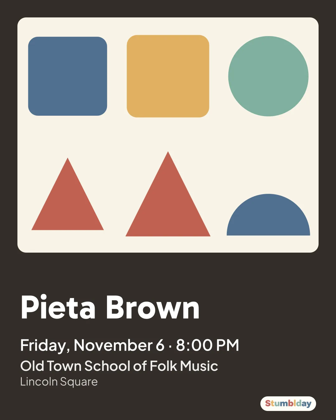 Flyer for Pieta Brown: Friday, November 6 · 8:00 PM at Old Town School of Folk Music