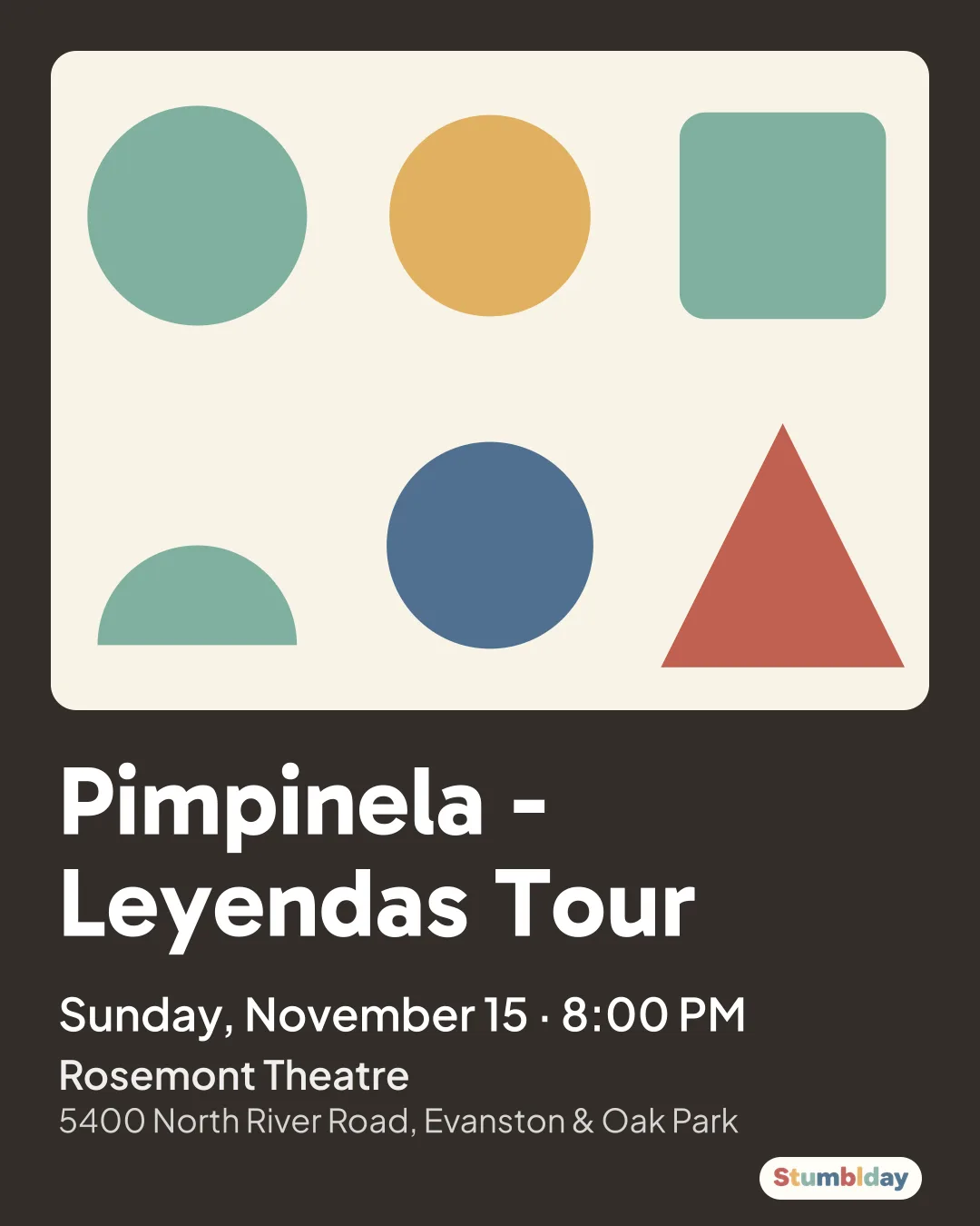 Flyer for Pimpinela - Leyendas Tour: Sunday, November 15 · 8:00 PM at Rosemont Theatre