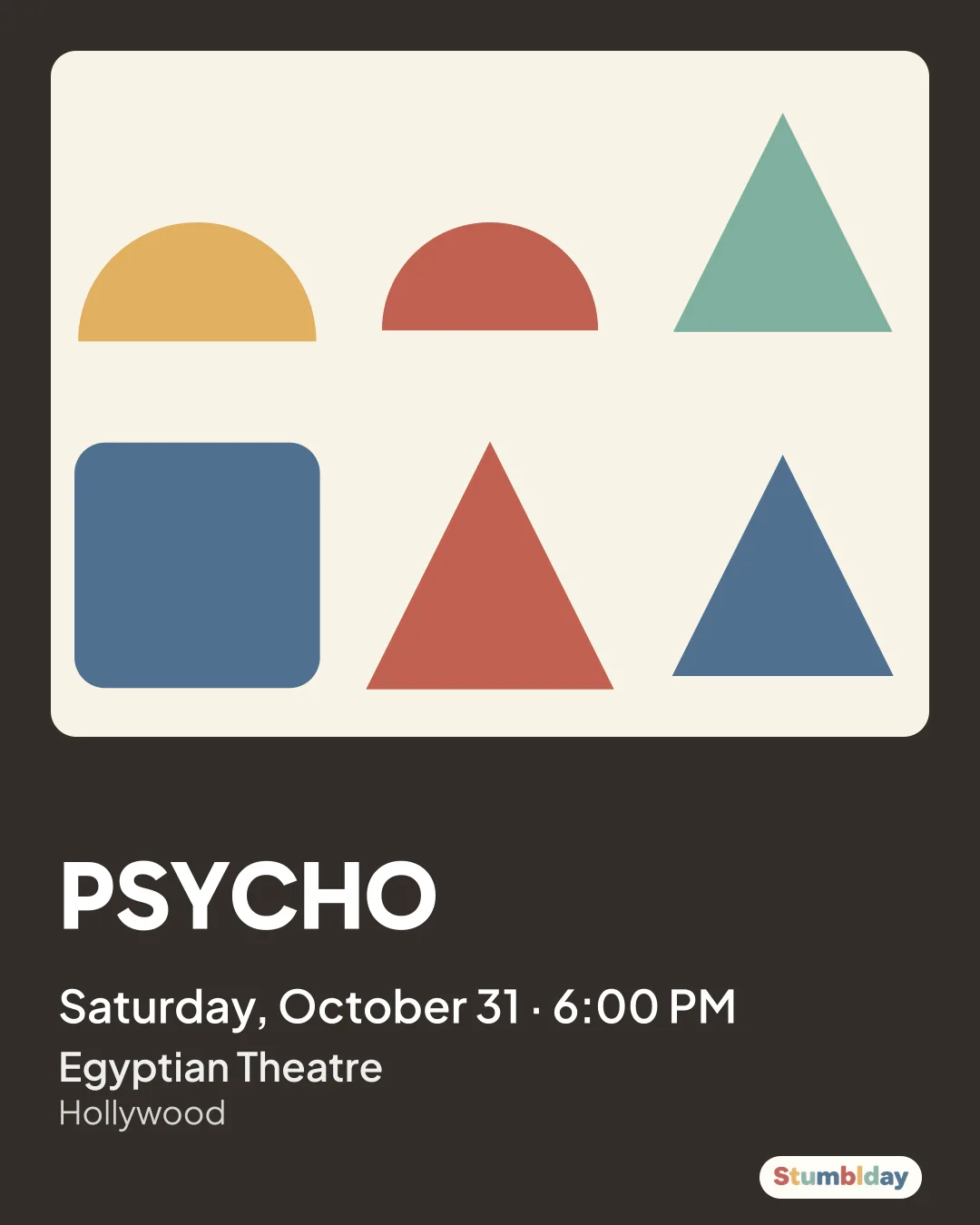 Flyer for PSYCHO: Saturday, October 31 · 6:00 PM at Egyptian Theatre