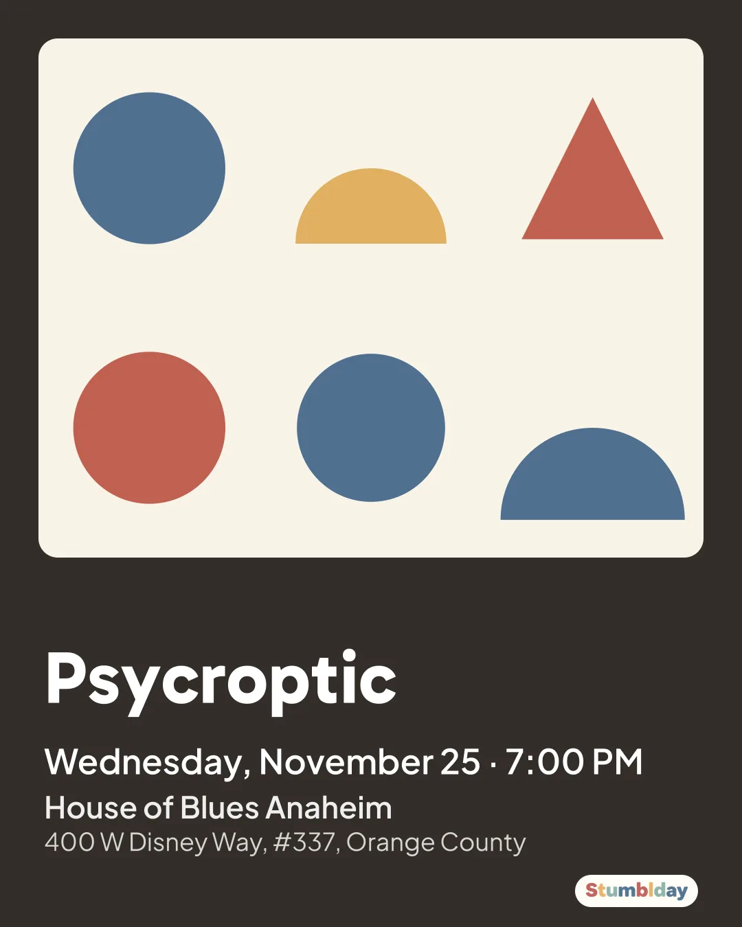 Flyer for Psycroptic: Wednesday, November 25 · 7:00 PM at House of Blues Anaheim