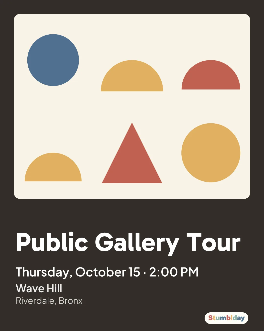 Flyer for Public Gallery Tour: Thursday, October 15 · 2:00 PM at Wave Hill