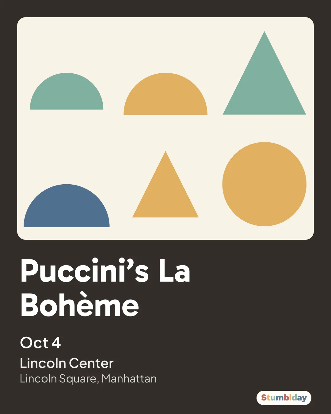 Flyer for Puccini’s La Bohème: Oct 4 at Lincoln Center