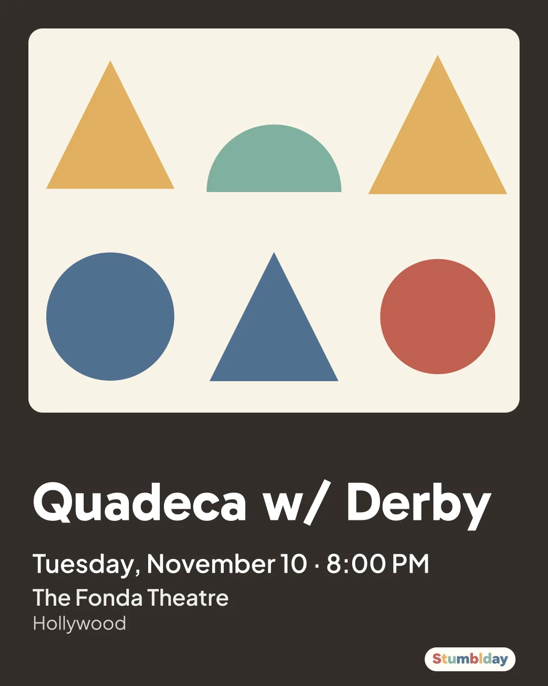 Flyer for Quadeca w/ Derby: Tuesday, November 10 · 8:00 PM at The Fonda Theatre