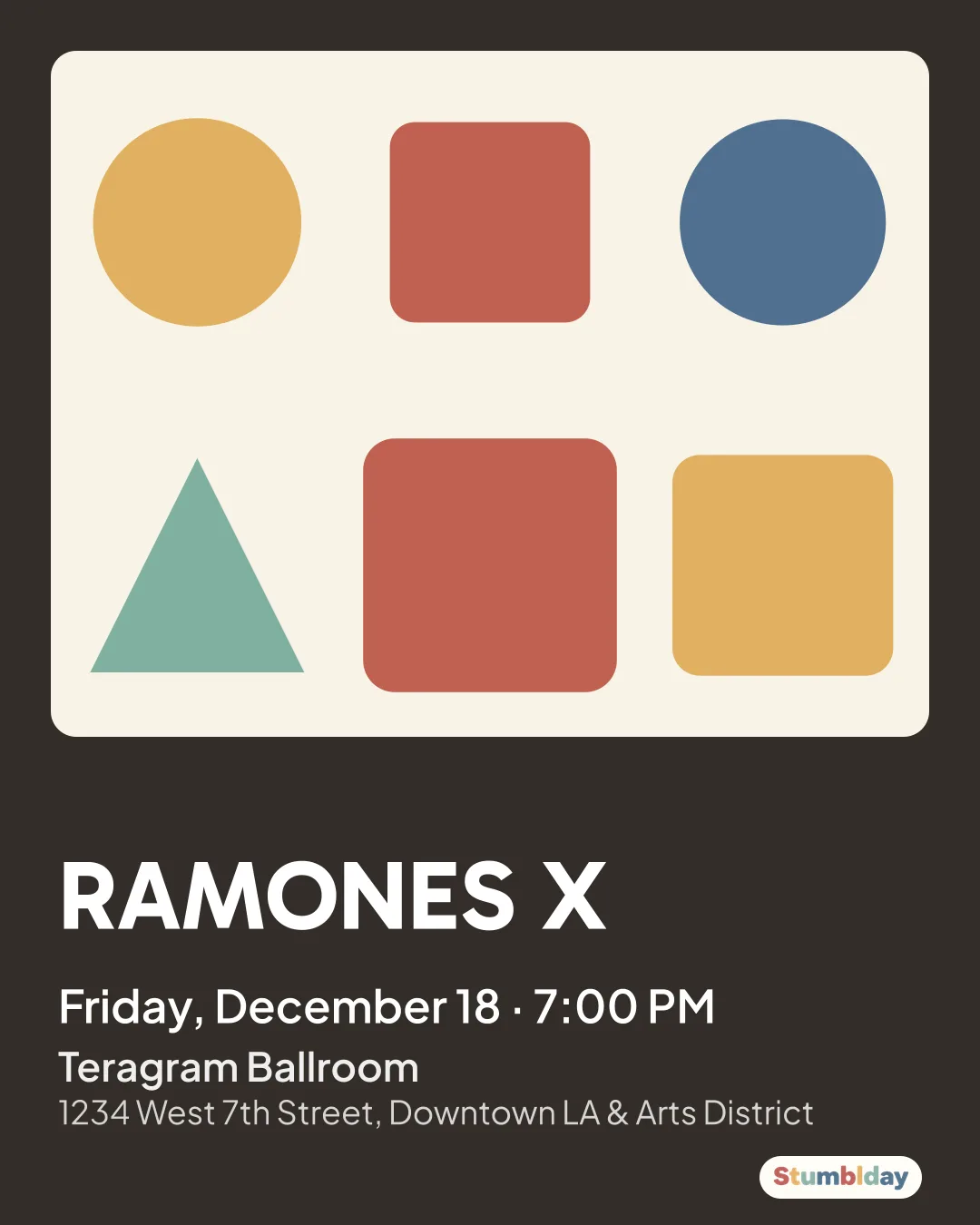 Flyer for RAMONES X: Friday, December 18 · 7:00 PM at Teragram Ballroom