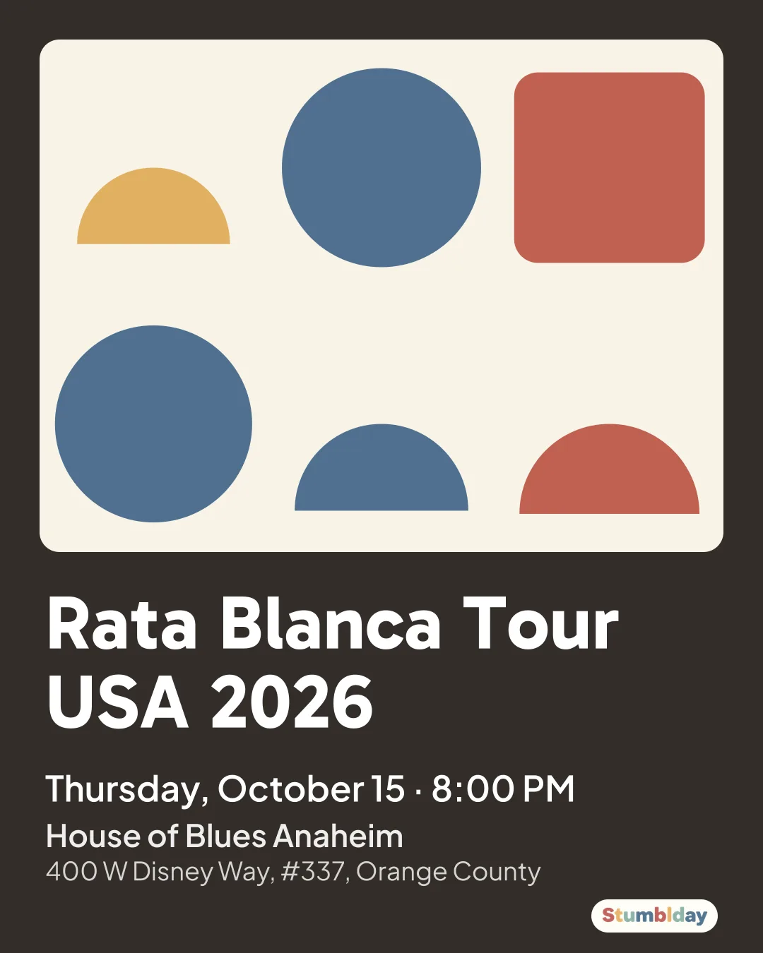 Flyer for Rata Blanca Tour USA 2026: Thursday, October 15 · 8:00 PM at House of Blues Anaheim