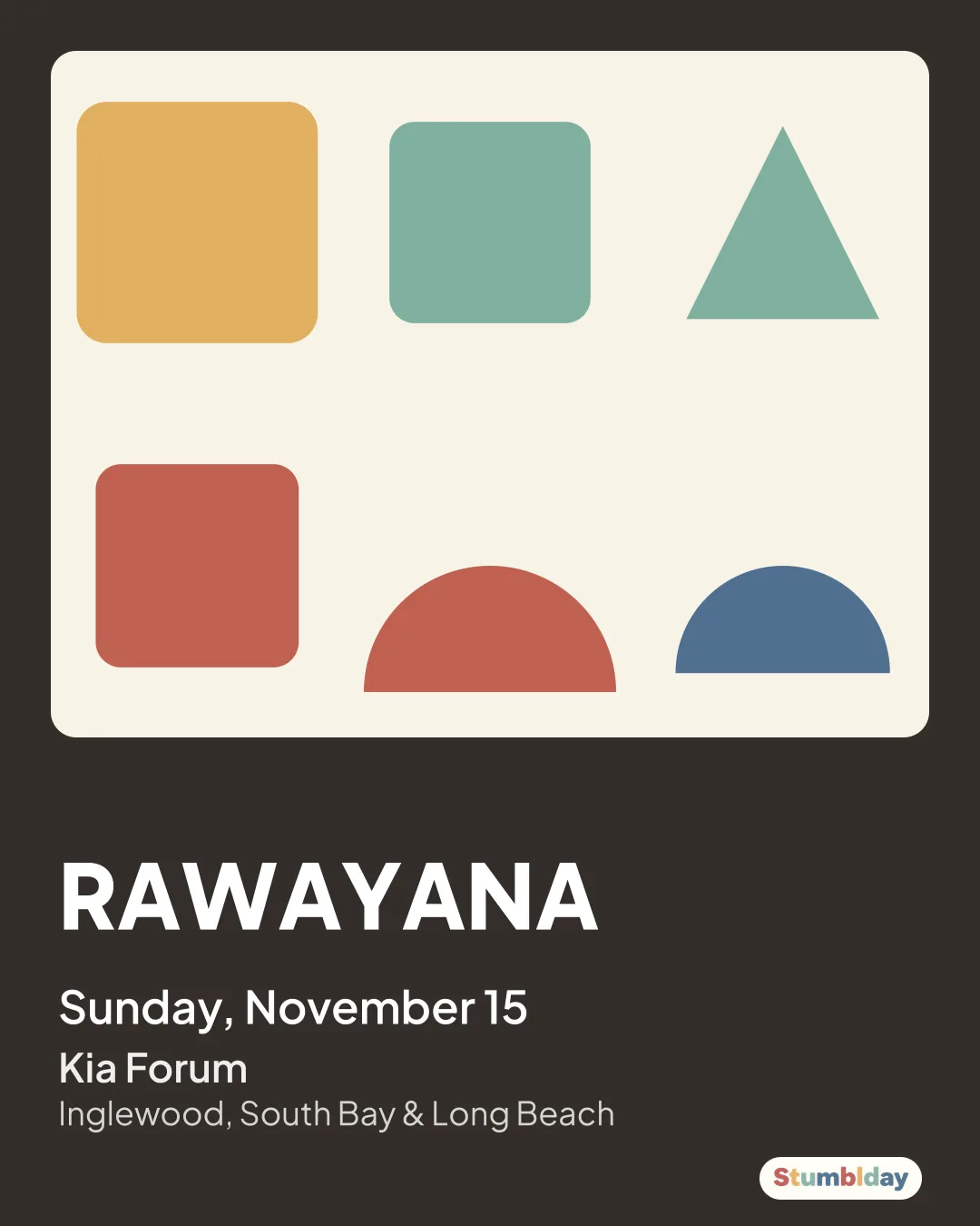 Flyer for RAWAYANA: Sunday, November 15 at Kia Forum