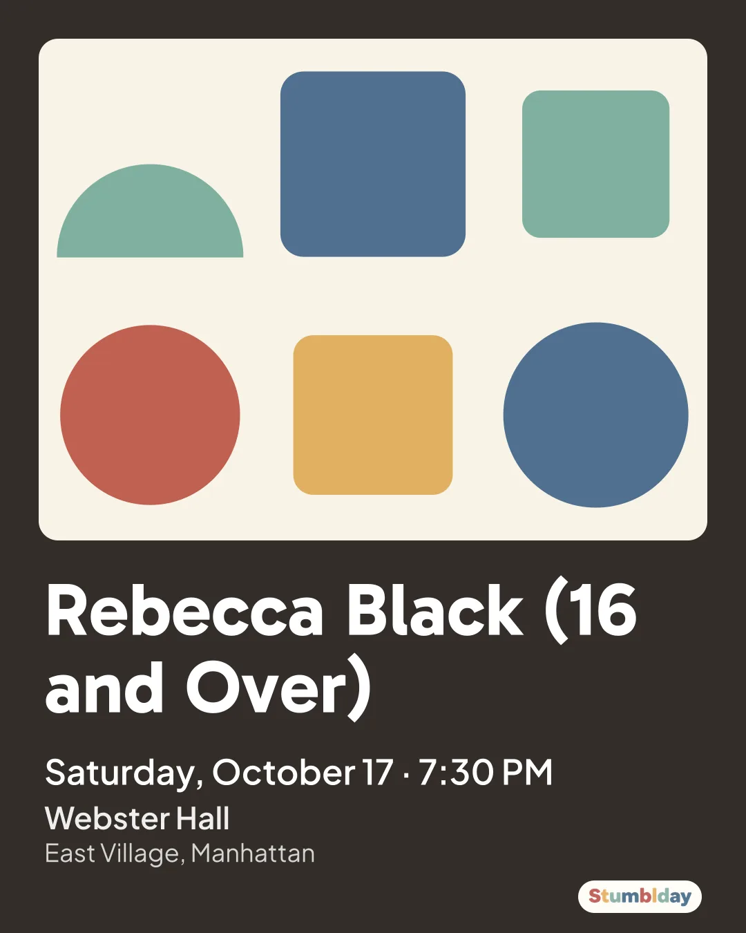 Flyer for Rebecca Black (16 and Over): Saturday, October 17 · 7:30 PM at Webster Hall