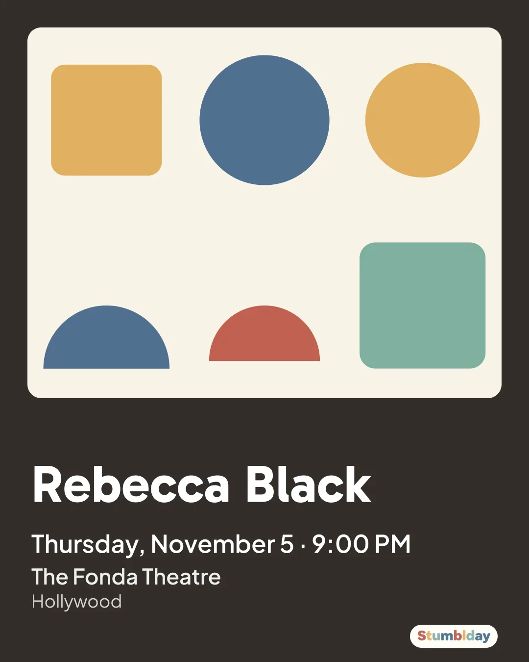 Flyer for Rebecca Black: Thursday, November 5 · 9:00 PM at The Fonda Theatre