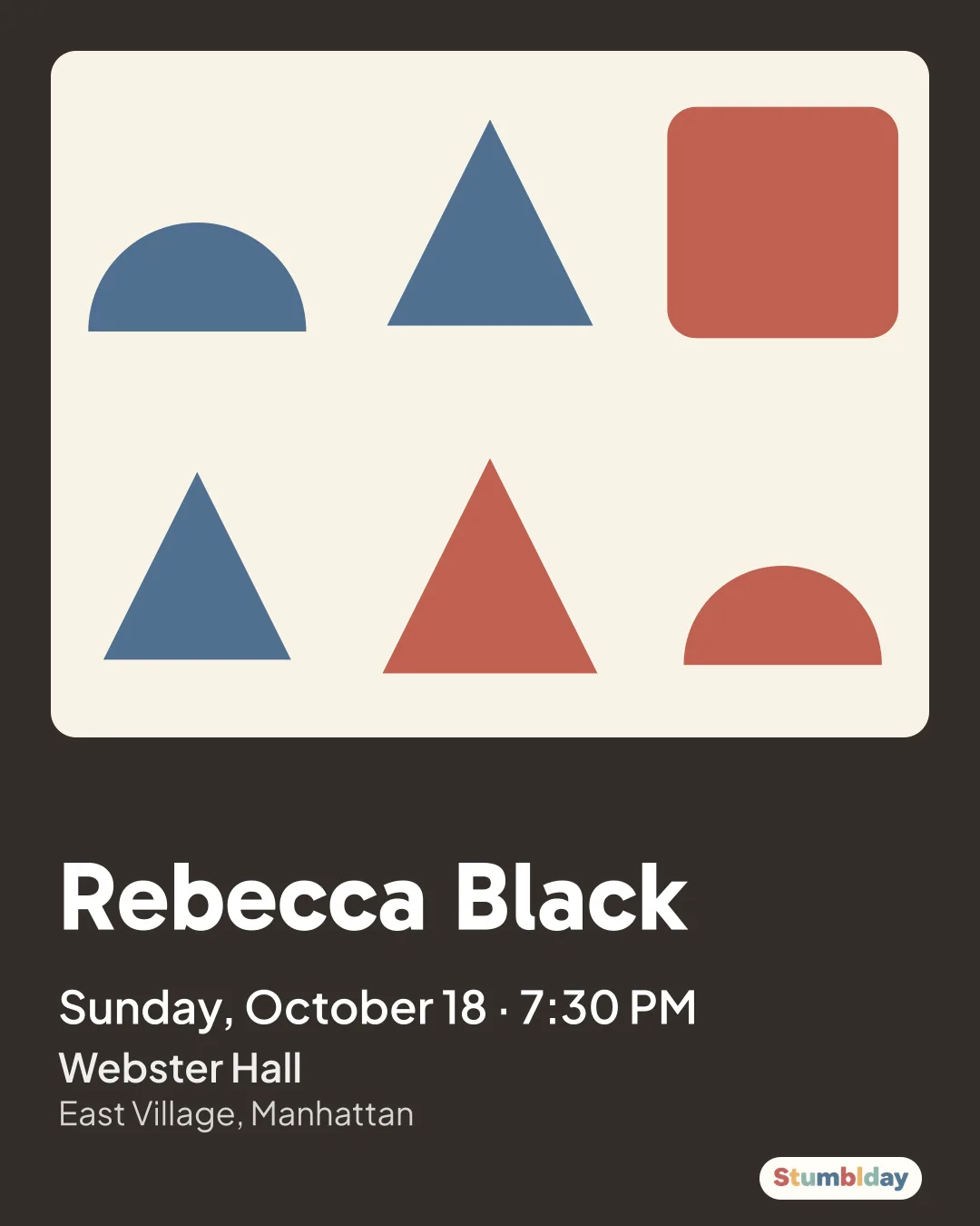 Flyer for Rebecca Black: Sunday, October 18 · 7:30 PM at Webster Hall