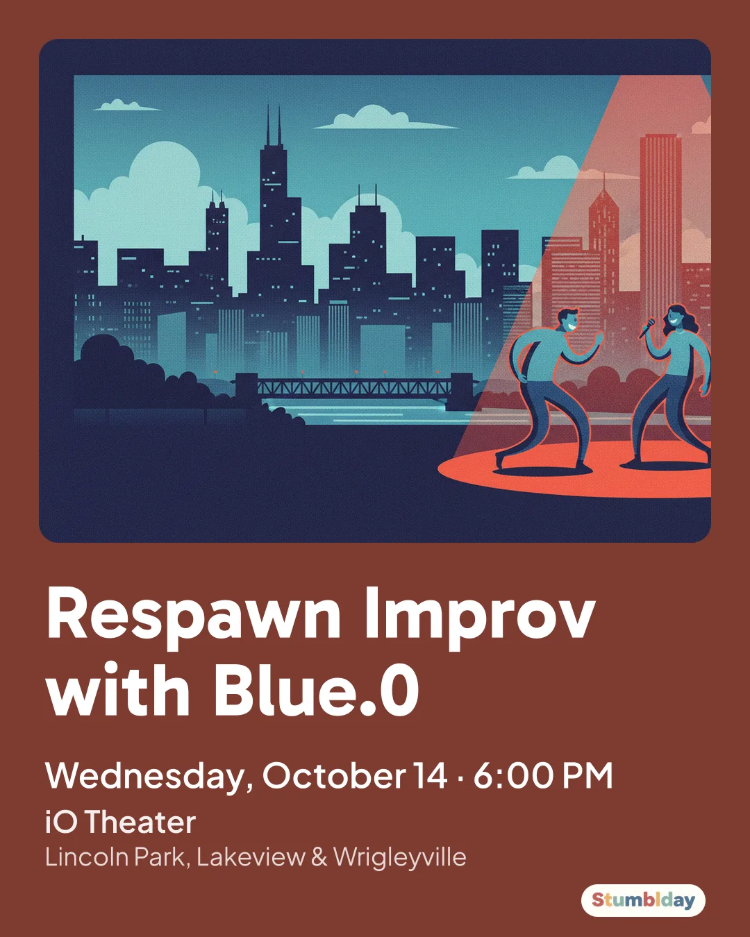 Flyer for Respawn Improv with Blue.0: Wednesday, October 14 · 6:00 PM at iO Theater