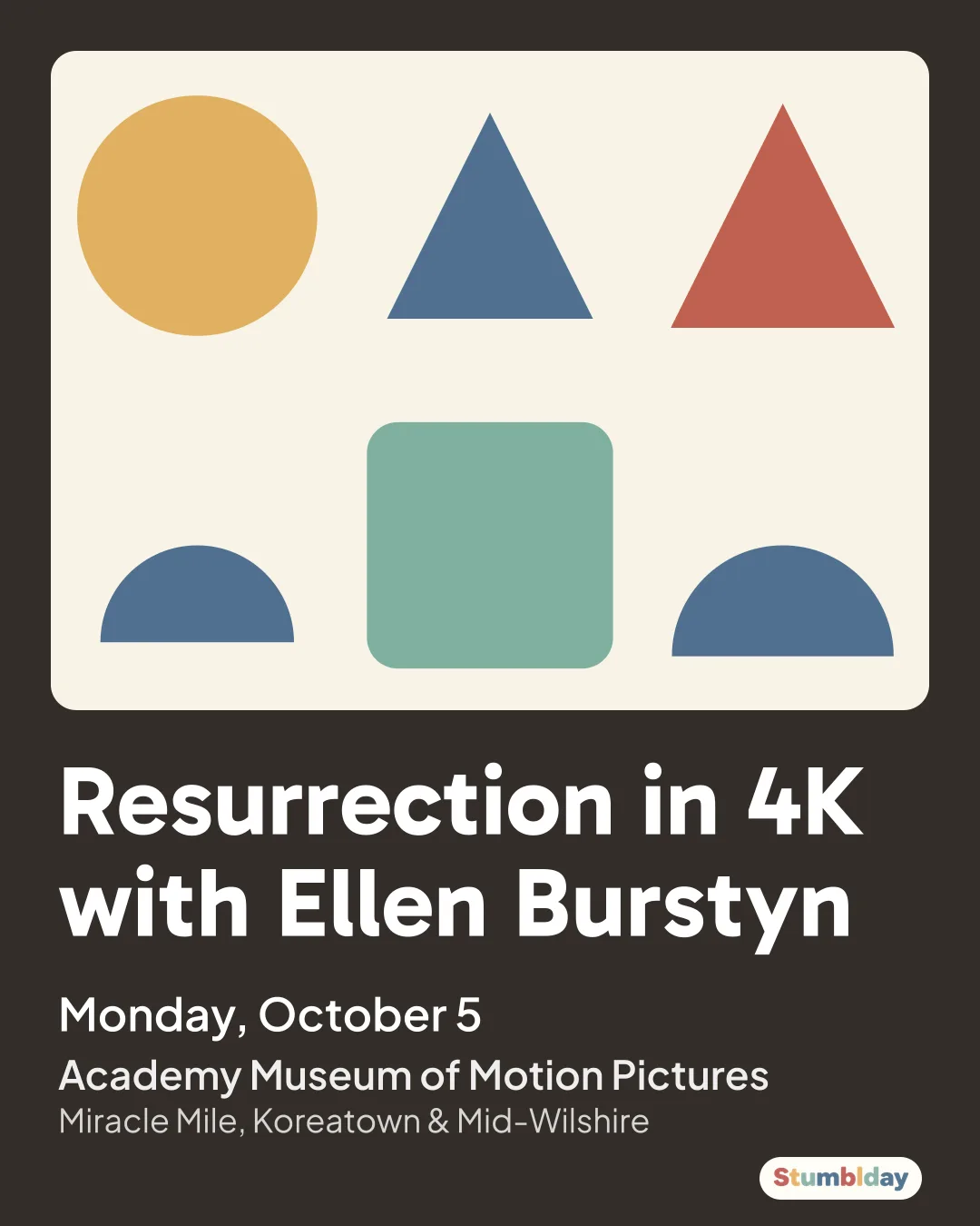 Flyer for Resurrection in 4K with Ellen Burstyn: Monday, October 5 at Academy Museum of Motion Pictures