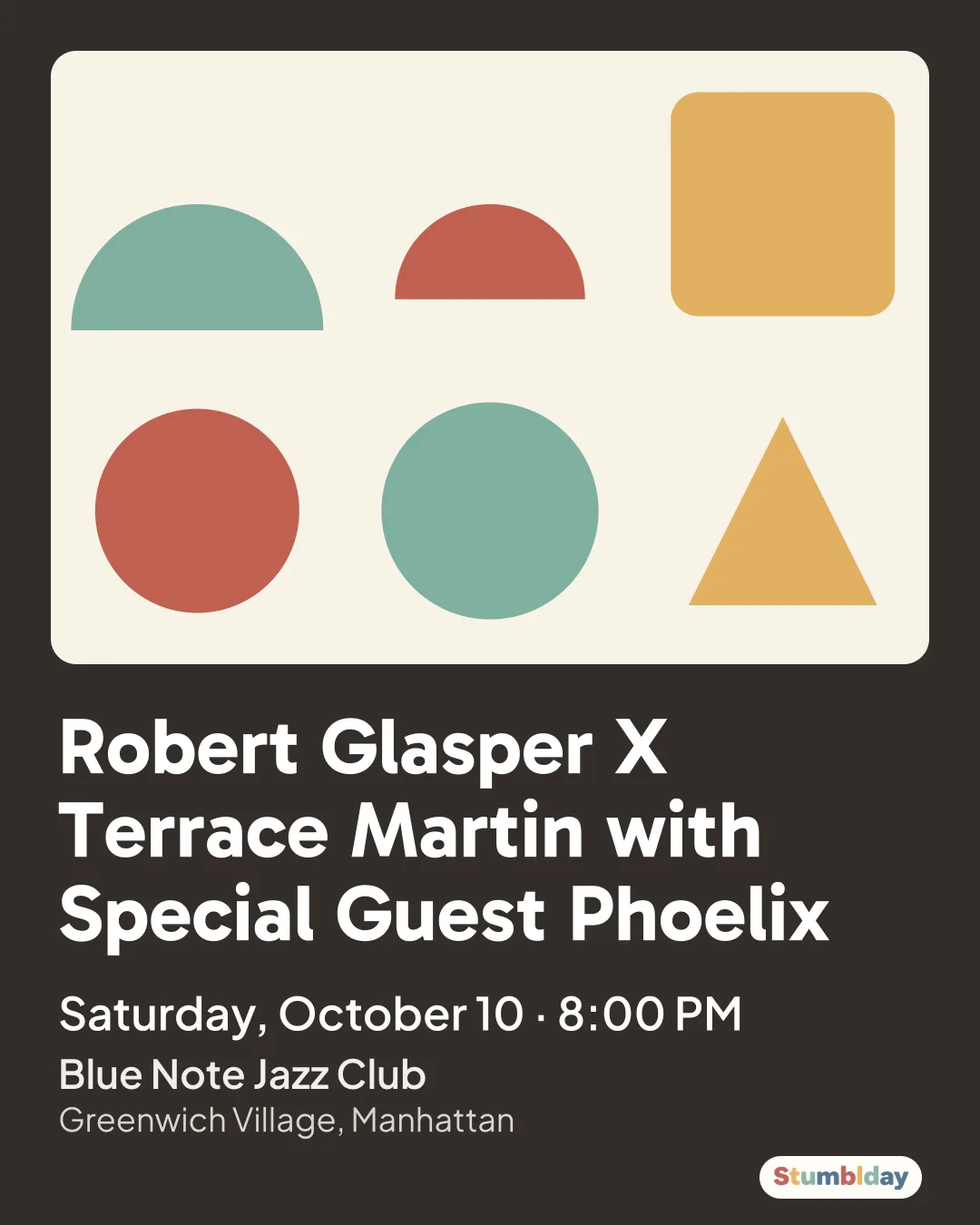 Flyer for Robert Glasper X Terrace Martin with Special Guest Phoelix: Saturday, October 10 · 8:00 PM at Blue Note Jazz Club