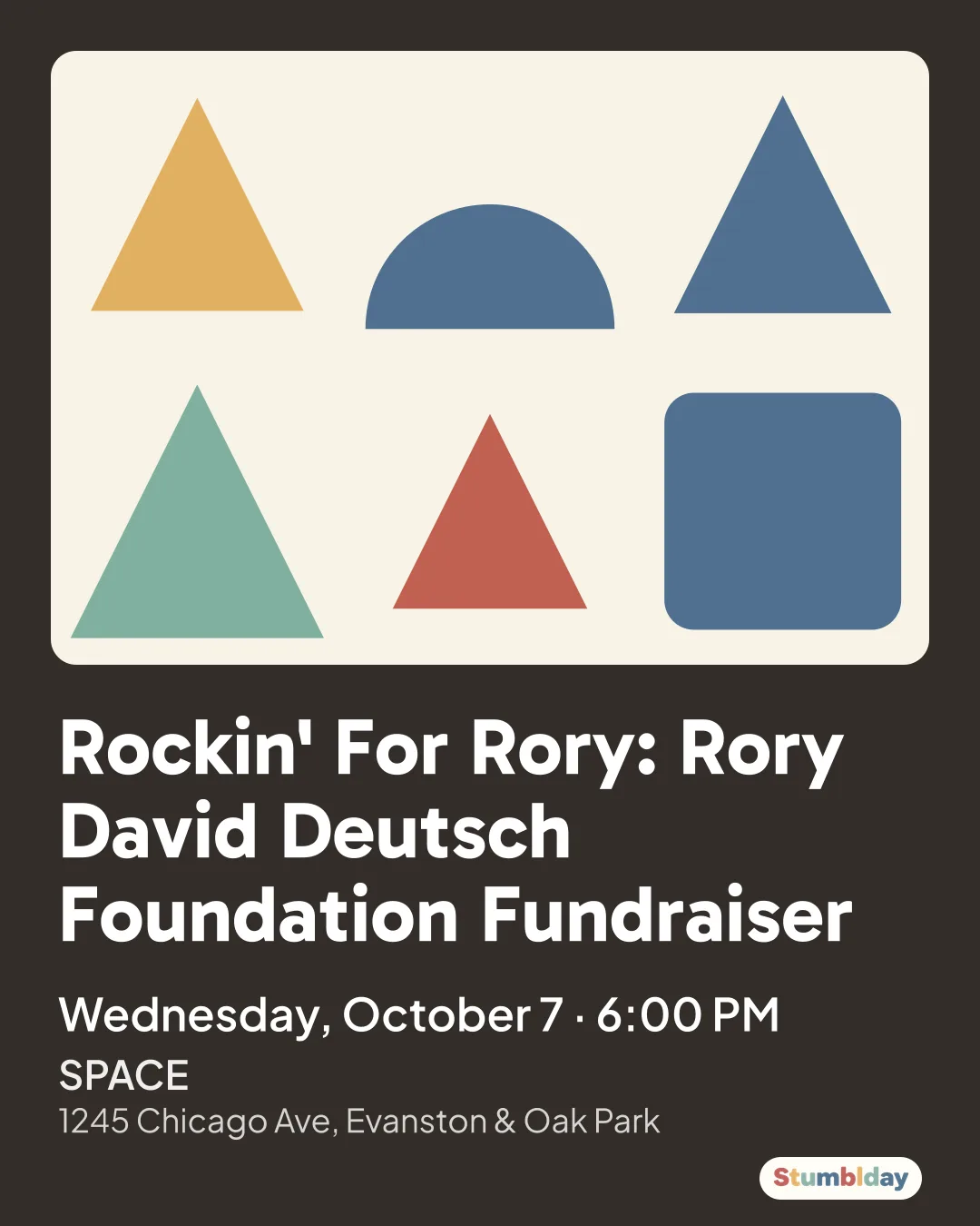 Flyer for Rockin' For Rory: Rory David Deutsch Foundation Fundraiser: Wednesday, October 7 · 6:00 PM at SPACE