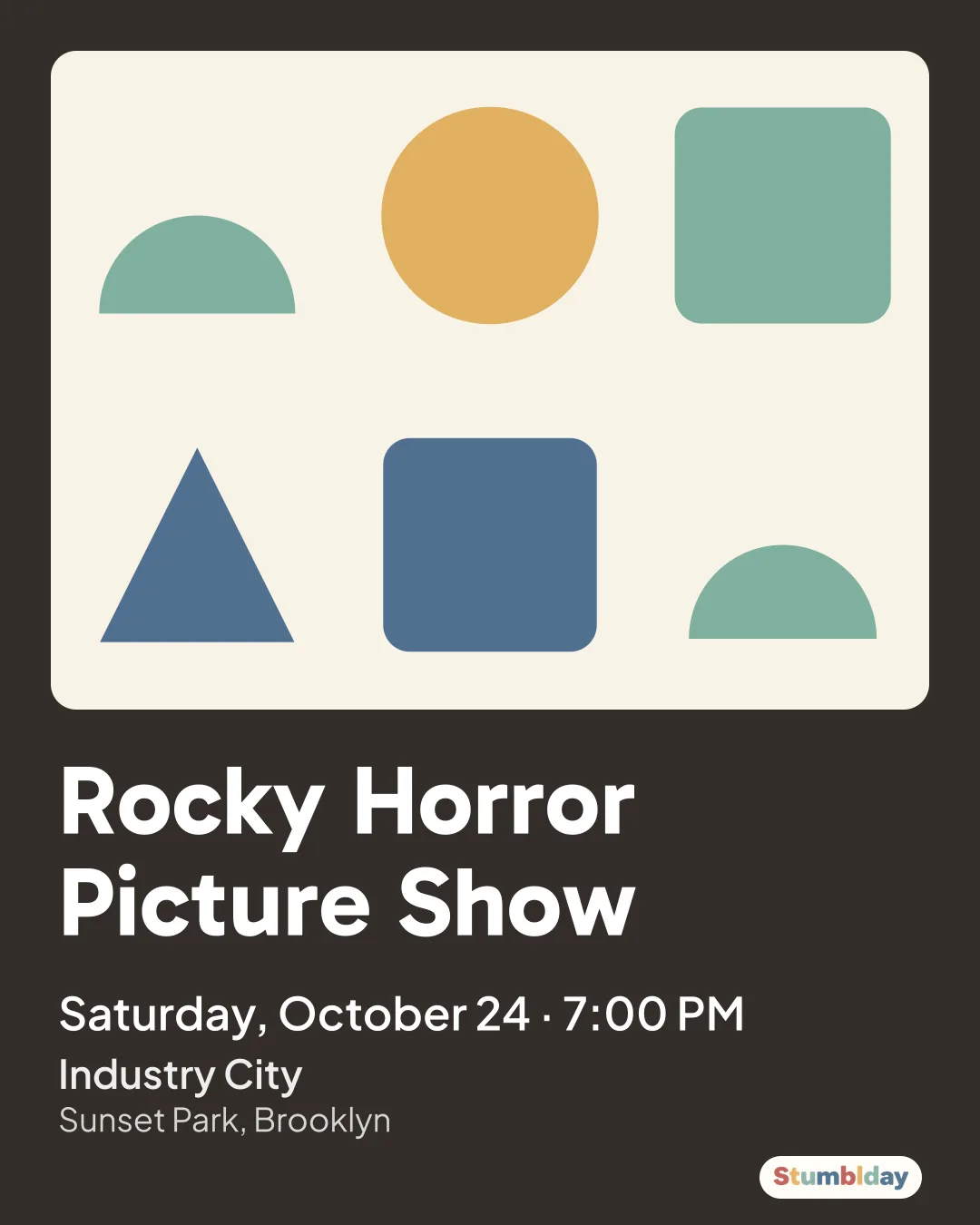 Flyer for Rocky Horror Picture Show: Saturday, October 24 · 7:00 PM at Industry City