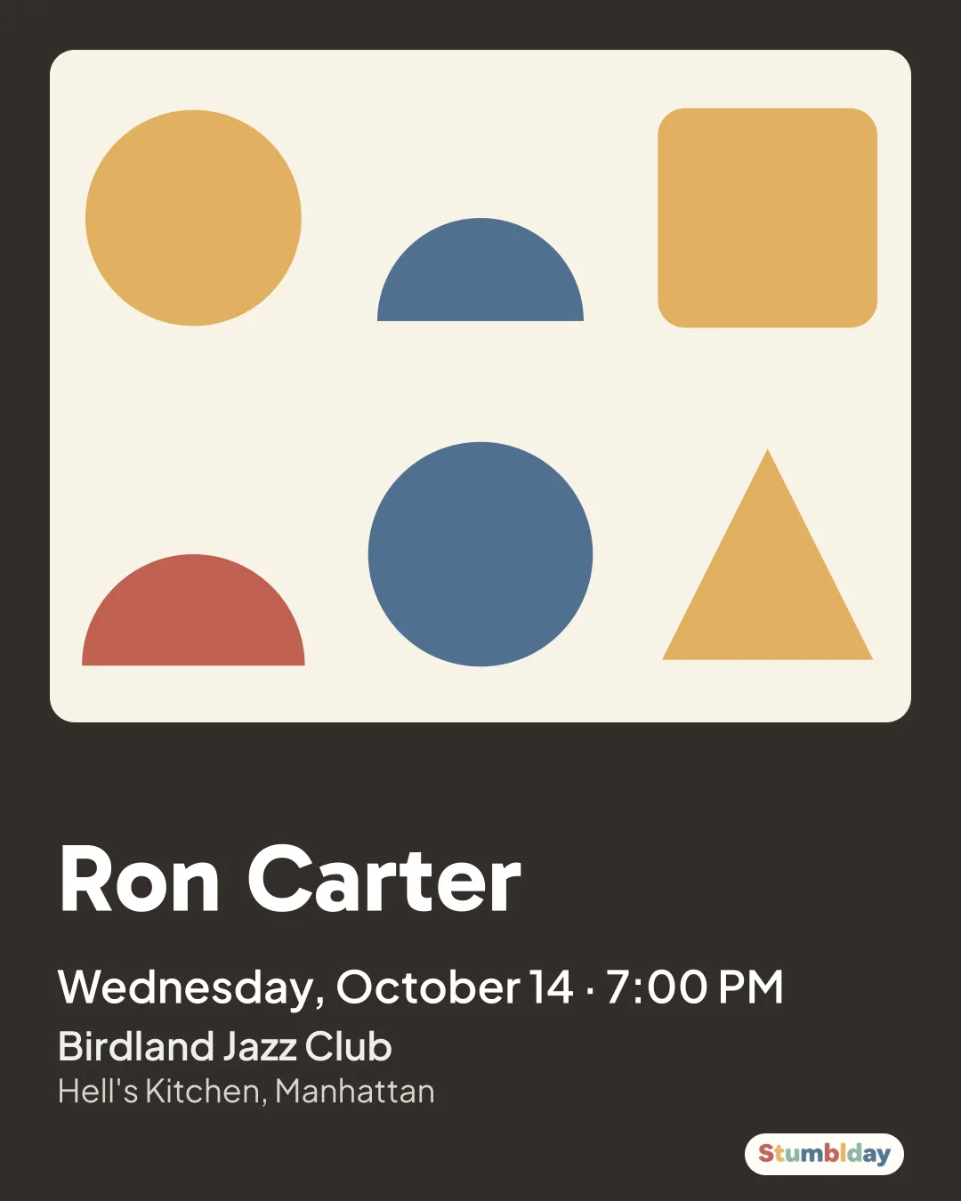 Flyer for Ron Carter: Wednesday, October 14 · 7:00 PM at Birdland Jazz Club