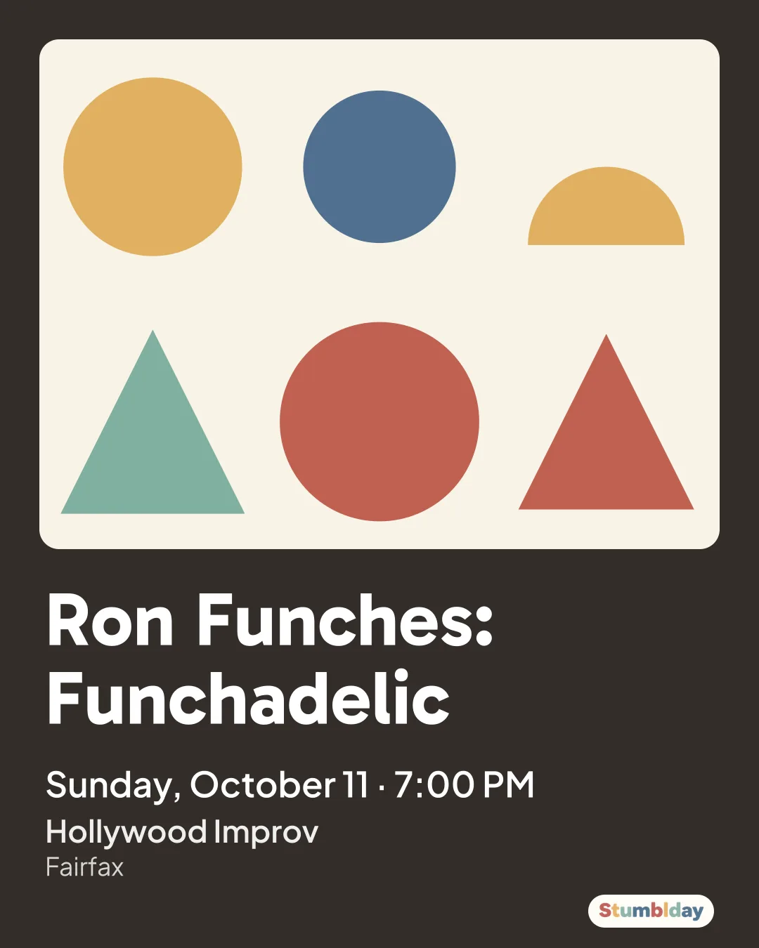 Flyer for Ron Funches: Funchadelic: Sunday, October 11 · 7:00 PM at Hollywood Improv