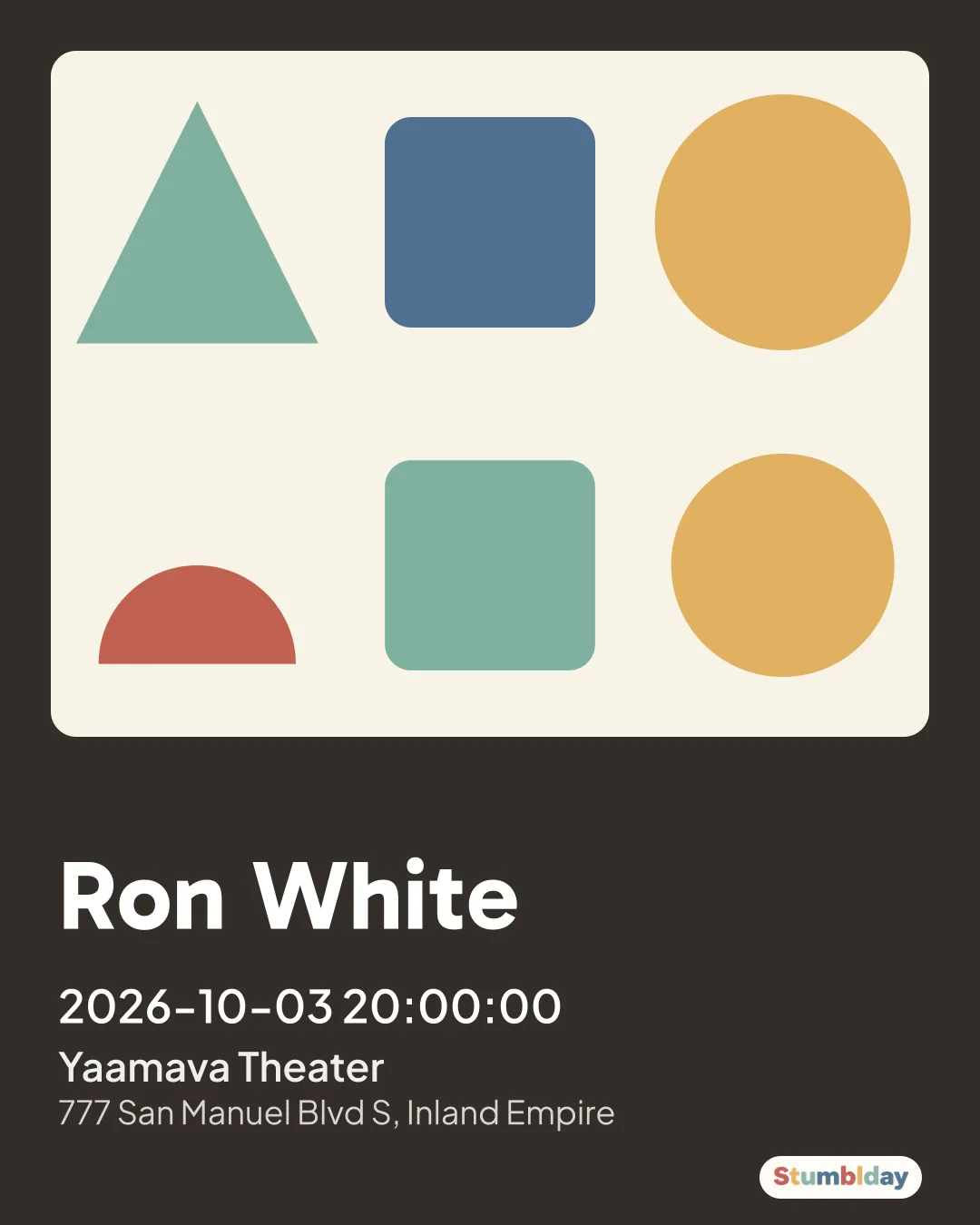 Flyer for Ron White: 2026-10-03 20:00:00 at Yaamava Theater