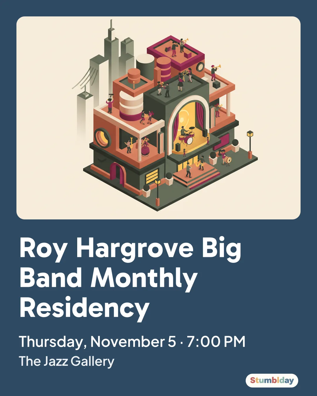 Flyer for Roy Hargrove Big Band Monthly Residency: Thursday, November 5 · 7:00 PM at The Jazz Gallery