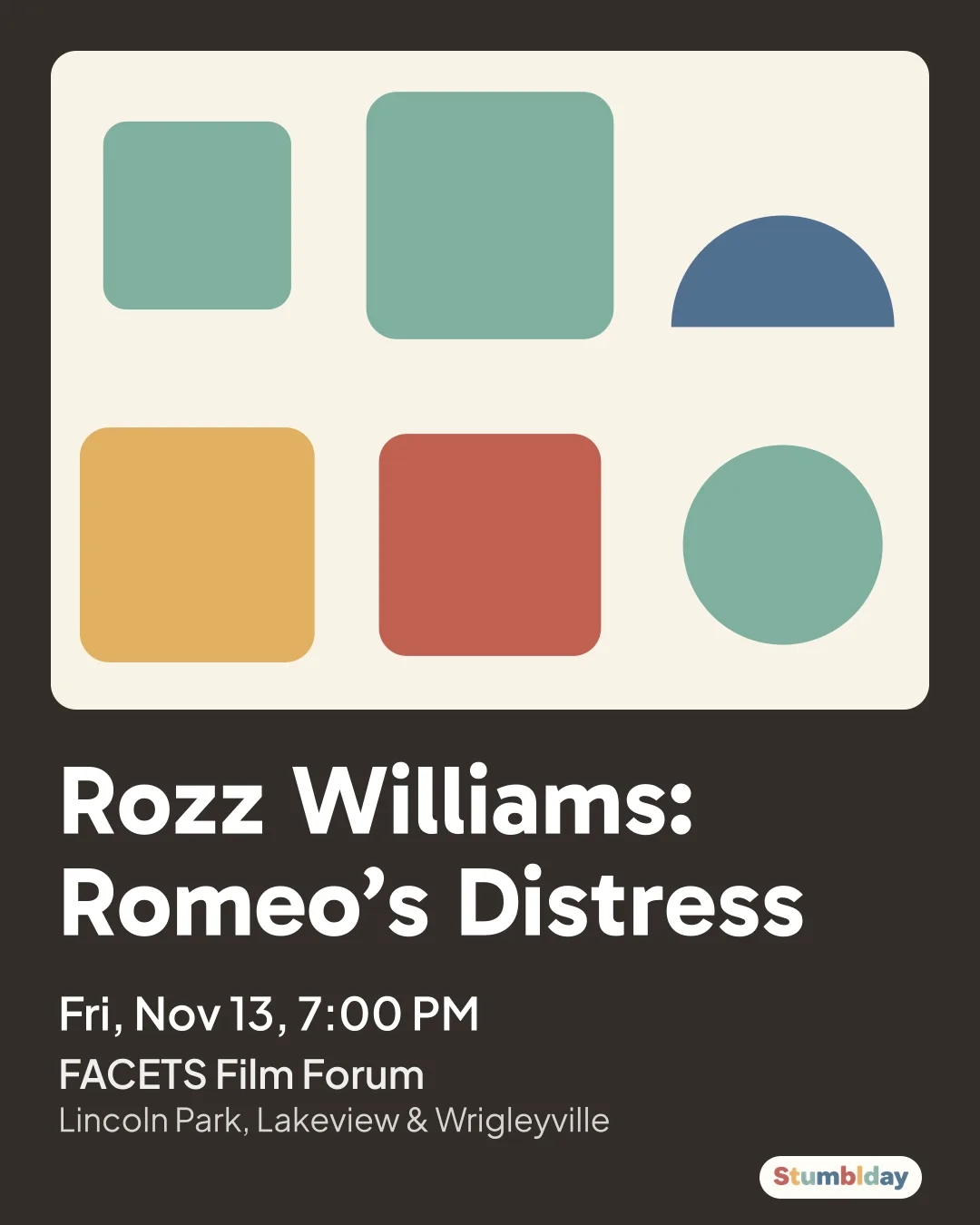 Flyer for Rozz Williams: Romeo’s Distress: Fri, Nov 13, 7:00 PM at FACETS Film Forum