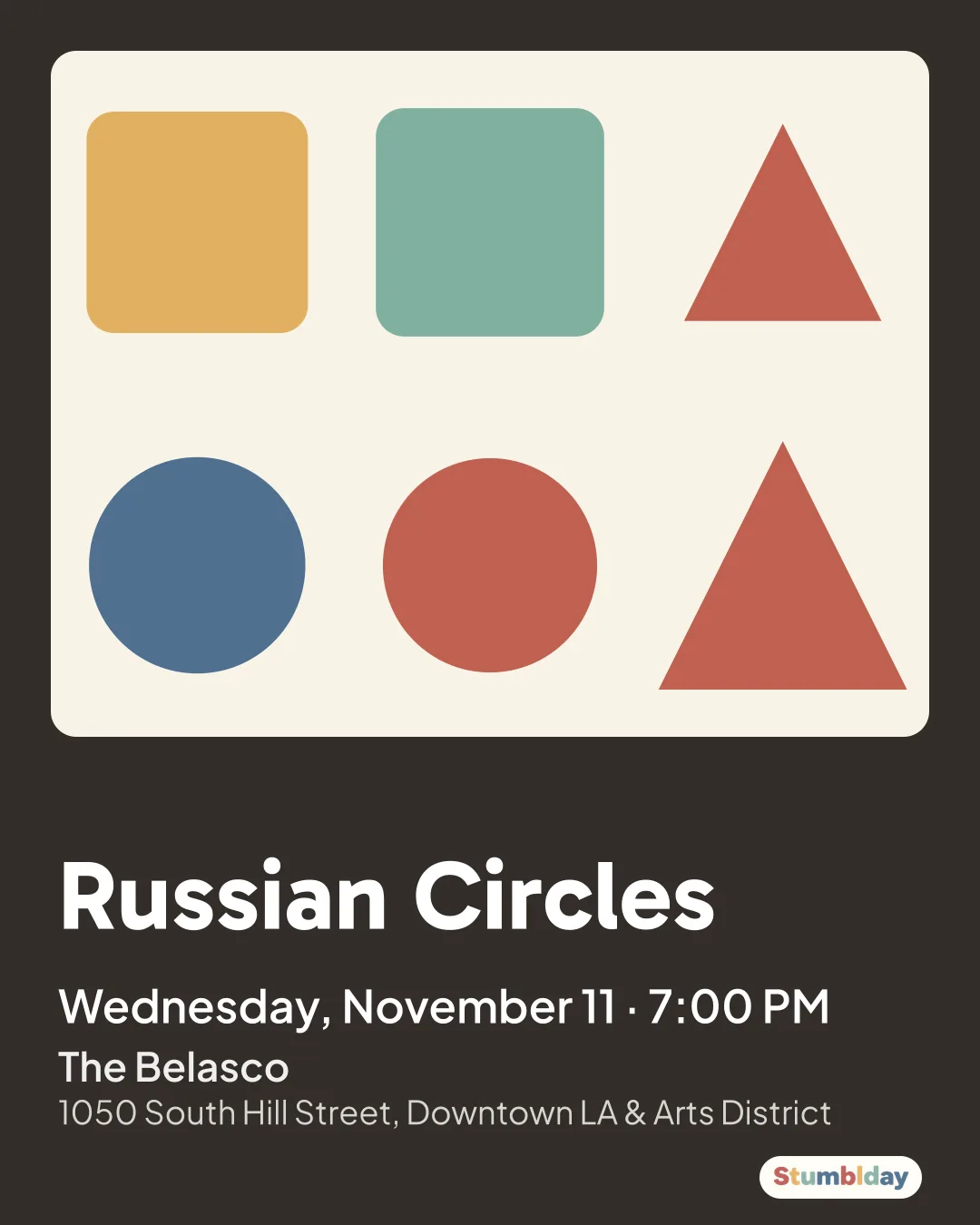 Flyer for Russian Circles: Wednesday, November 11 · 7:00 PM at The Belasco