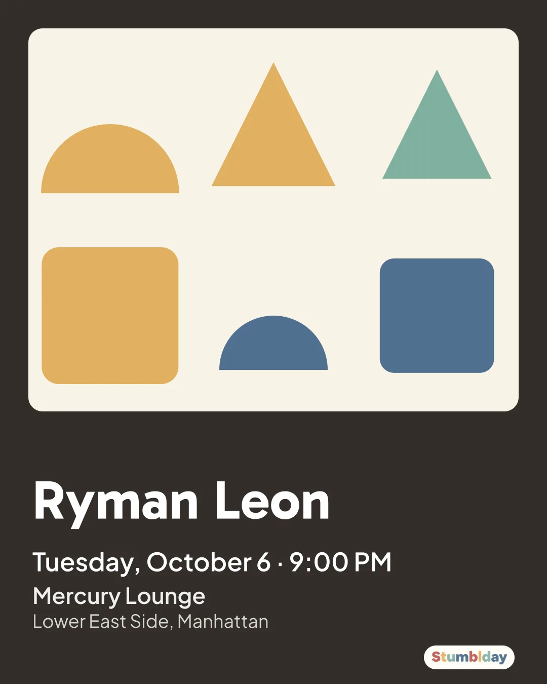 Flyer for Ryman Leon: Tuesday, October 6 · 9:00 PM at Mercury Lounge