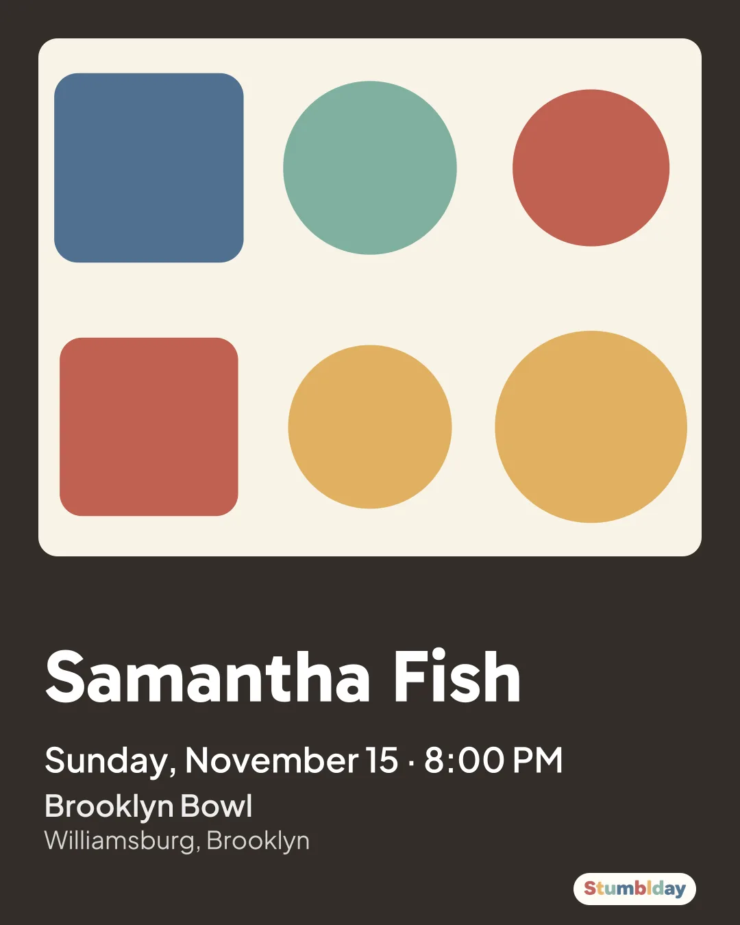 Flyer for Samantha Fish: Sunday, November 15 · 8:00 PM at Brooklyn Bowl