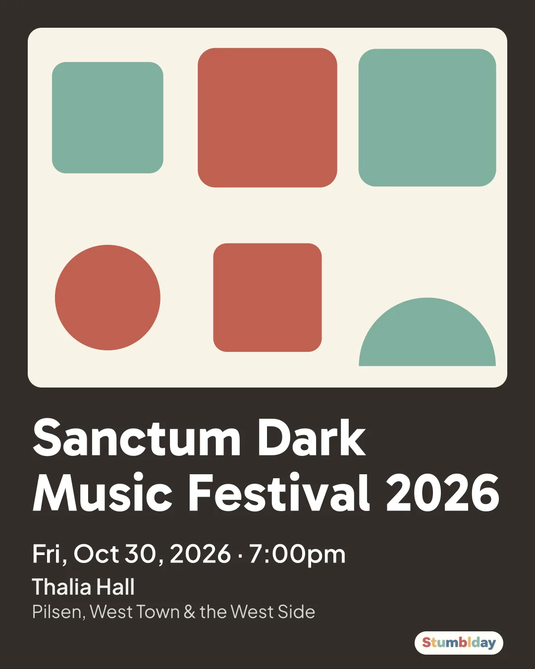 Flyer for Sanctum Dark Music Festival 2026: Fri, Oct 30, 2026 · 7:00pm at Thalia Hall
