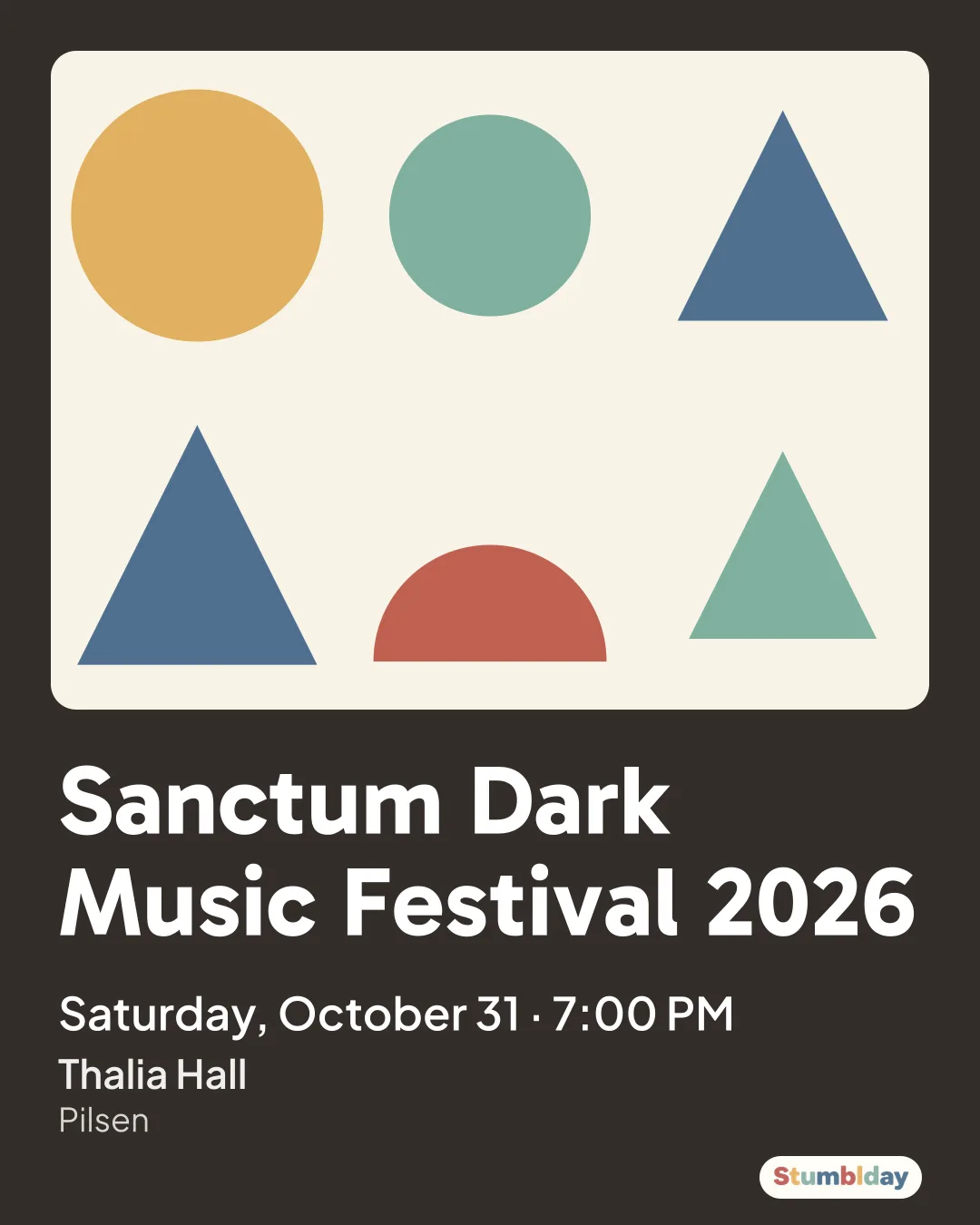 Flyer for Sanctum Dark Music Festival 2026: Saturday, October 31 · 7:00 PM at Thalia Hall